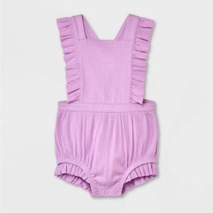 Cat & Jack - Baby Girls' Solid Ruffle Romper - Purple - Size 0-3M - NWT